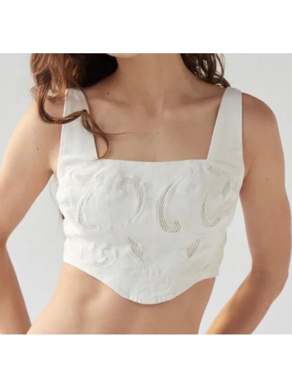 Urban Outfitters White Crochet Corset Crop Top - Women's Small